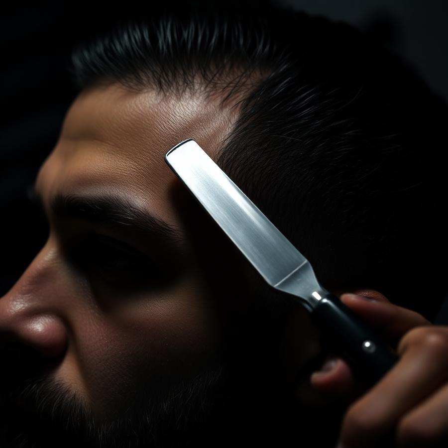 Straight razor lineup along a client's hairline