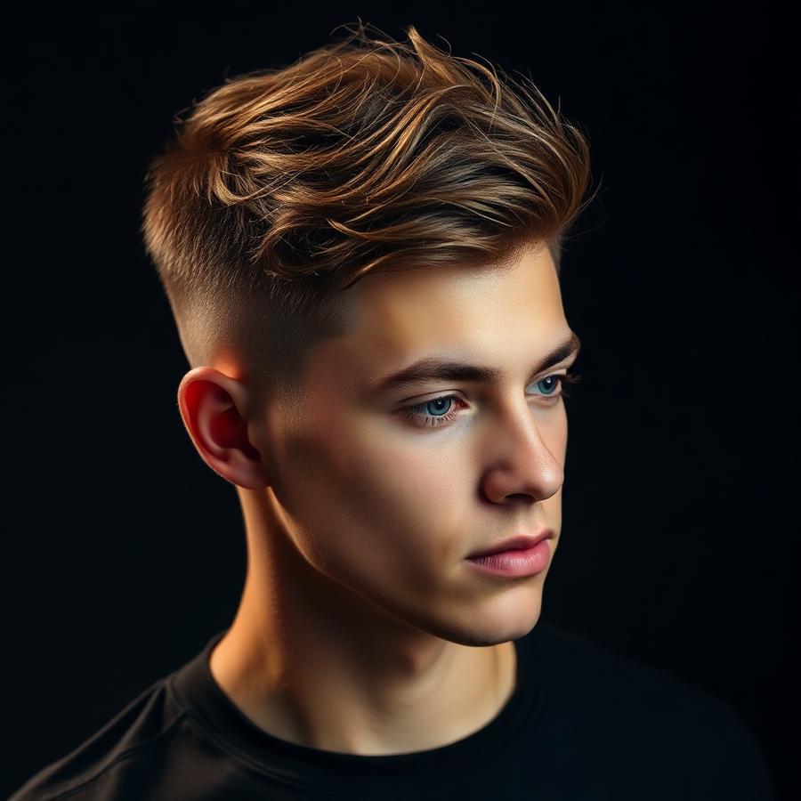 Modern textured crop haircut with faded sides